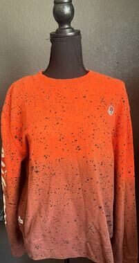 Trukfit Orange Ombre Paint Splatter Sweatshirt Small Distressed